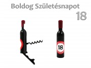 CQ7385 Hűtőmágnes dugóhúzó borosüveg Boldog 18. Születésnapot 11,5cm