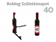 CQ7388 Hűtőmágnes dugóhúzó borosüveg Boldog 40. Születésnapot 11,5cm