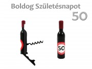 CQ7389 Hűtőmágnes dugóhúzó borosüveg Boldog 50. Születésnapot 11,5cm