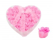 CQ7541 Szappanrózsa szett rózsaszín szív dobozban 24db 4cm