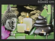 CQ7565 4LEDes világító falikép Buddha+gyertya 60x40cm