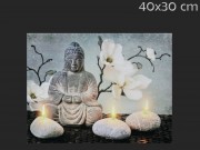 CQ7582 3LEDes világító falikép Buddha 40x30cm