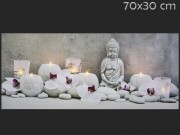 CQ7584 7LEDes világító falikép Buddha+orchidea 70x30cm