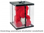 CQ7617 Virágmaci piros + fehér szív 36cm díszdobozban