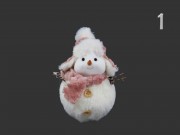 CQ7807 Hóember figura rózsaszín sapkában 15cm 3f