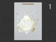 CQ8043 Karácsonyi dísztasak Merry Christmas fehér/arany óriás 31x12x42cm 4f
