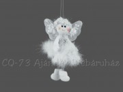 CQ9085 Karácsonyi angyalka fehér toll ruhában 16cm