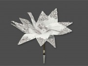 Csipeszes virág fehér glitteres 25x28cm YZB006160