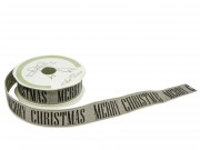 Dekor szalag barnásszürke Merry Christmas 25mmx10m 441918