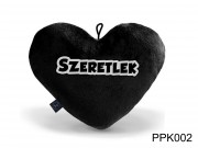 Díszpárna PPK002 fekete szív Szeretlek 25x21cm