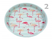 Fém tálca flamingós kerek 33cm 71/3078 4f