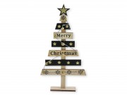 Fenyőfa dekoráció fekete/natúr Merry Christmas 35cm 058702