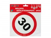 Függő spirál 30-as évszámos Boldog Születésnapot 6db 18cm 602203