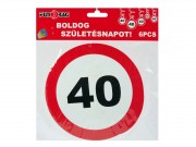 Függő spirál 40-es évszámos Boldog Születésnapot 6db 18cm 602210