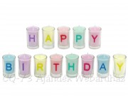Gyertya üvegben Happy Birthday színes 13db 5cm CC5888030