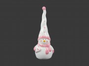 Hóember figura fehér/rózsaszín 15,5cm 73256