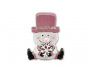 Hóember figura rózsaszín kalapban 10cm HY-4732