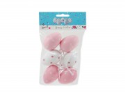 Húsvéti tojás fehér/rózsaszín pöttyös 6db 6cm HAT1-3