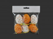 Húsvéti tojás narancssárga/fehér 6db 6cm