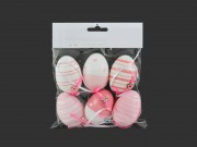 Húsvéti tojás rózsaszín/fehér 6db 6cm