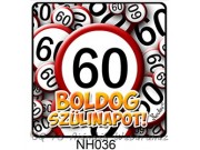 Hűtőmágnes NH036 Boldog Szülinapot 60 karikás 7,5cm