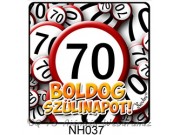 Hűtőmágnes NH037 Boldog Szülinapot 70 karikás 7,5cm