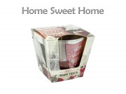 Illatgyertya pohárban Home sweet home 9cm