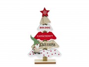 Karácsonyfa dekoráció Boldog karácsonyt kívánunk piros/fehér 32cm