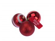 Karácsonyfadísdz gömb piros 3db 7cm CAN205620