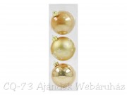 Karácsonyfadísz gömb arany 3db 8cm AVB510100