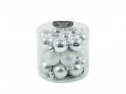 Karácsonyfadísz gömb ezüst/világoskék 24db 25mm ABR403010
