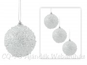 Karácsonyfadísz gömb fehér flitteres 3db 7cm CAA639500