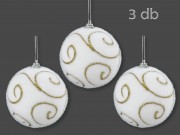 Karácsonyfadísz gömb fehér/arany textil bevonattal 3db 8cm 628428