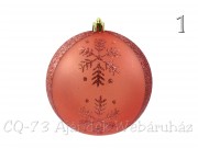 Karácsonyfadísz gömb halvány piros glitteres 10cm CAN104630 4f