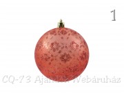 Karácsonyfadísz gömb halvány piros glitteres 8cm CAN104530