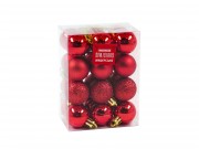 Karácsonyfadísz gömb piros 24db 3cm CAN204020
