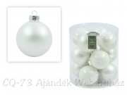 Karácsonyfadísz üveggömb fehér 12db 6cm ABR300630