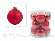 Karácsonyfadísz üveggömb piros 12db 6cm ABR300620