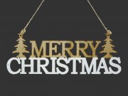 Karácsonyi ajtódísz Merry Christmas natúr/fehér 22,5x8,5cm 481529