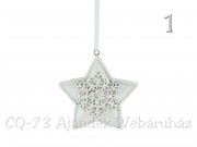 Karácsonyi dekoráció csillag-szív-fenyő fehér csillogó 7cm DH9897170 6f