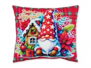 Karácsonyi díszpárna manó csillagos 30x26cm 006