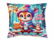 Karácsonyi díszpárna szarvas+bagoly 30x26cm 002