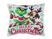 Karácsonyi díszpárna zöld manó 1. 30x26cm