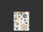 Karácsonyi dísztasak arany/fekete hópehely kicsi 11x5x13,5cm 338097