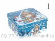 Karácsonyi fémdoboz kék szögletes 16cm ABW000100 3f