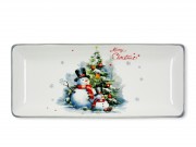 Karácsonyi tál hóember 28x12cm 173019