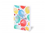 Képeslao színes lufis Happy Birthday glitteres + boríték 12x17cm 236704