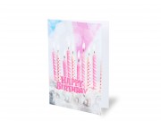Képeslap Happy Birthday gyertya rózsaszín + boríték 12x17cm 236698