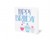 Képeslap Happy Birthday muffin + boríték 14,5cm 236780