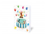 Képeslap Happy Birthtday torta tengerész glitteres + boríték 12x17cm 236964